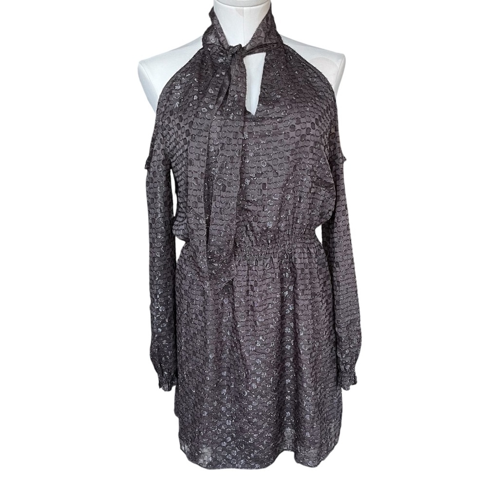 Cooper & Ella Cornelia Tie Dress Brown Metallic XS